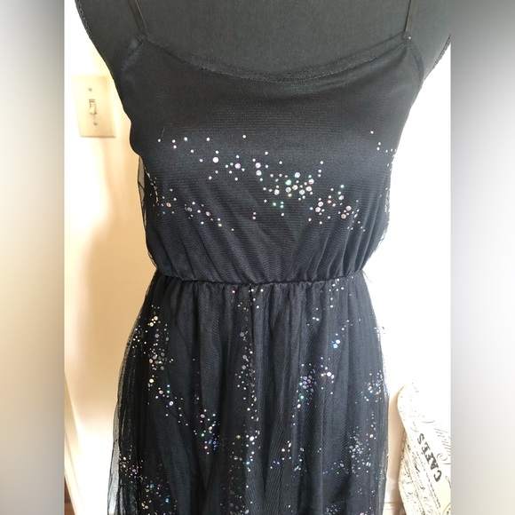 NWT Dress; Colorful Sequins; Spaghetti Straps; Asymmetrical Hemline; Fully Lined - Picture 5 of 14